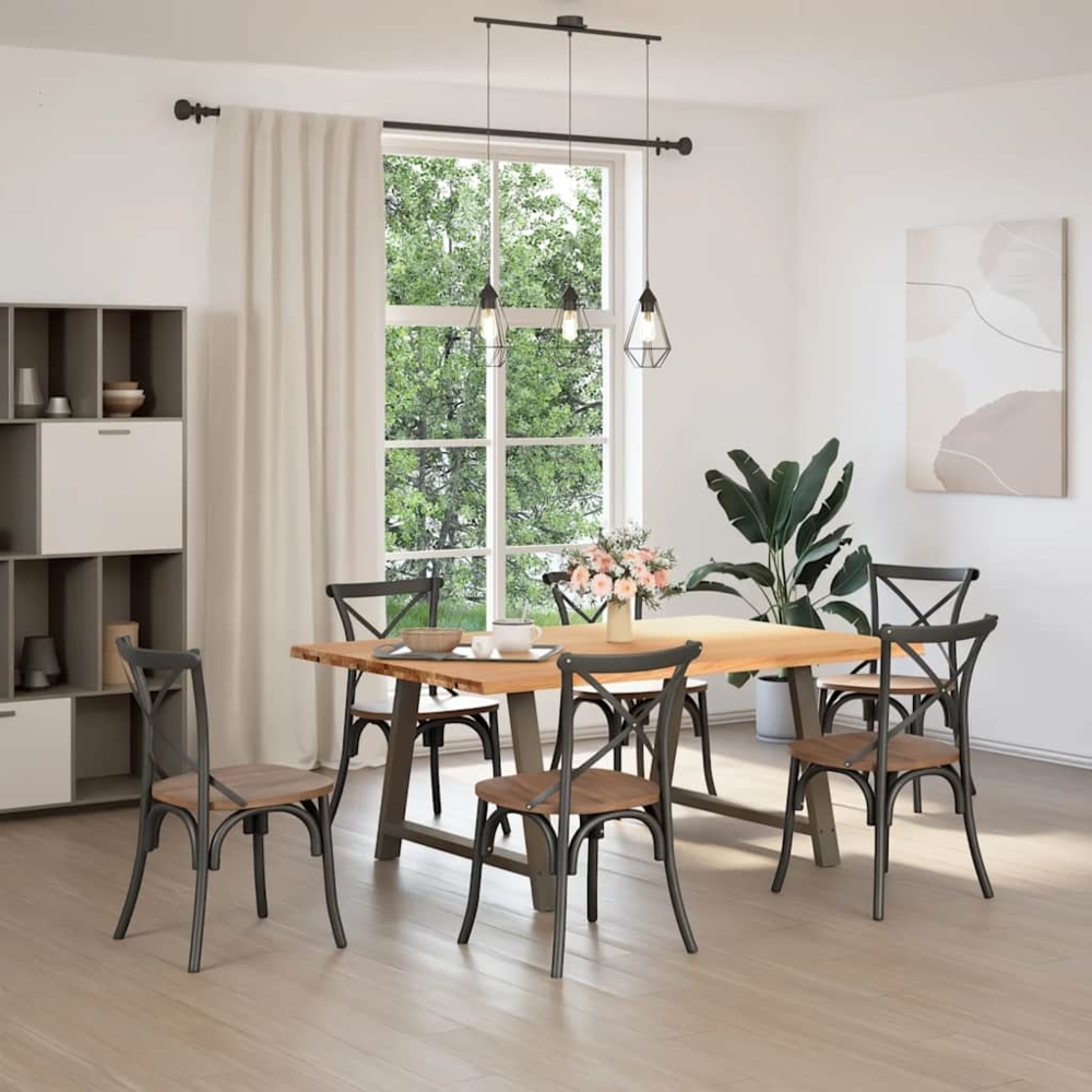 vidaXL Esstisch mit Baumkanten 180x120x74 cm Massivholz Eiche 3304970 Bild 1