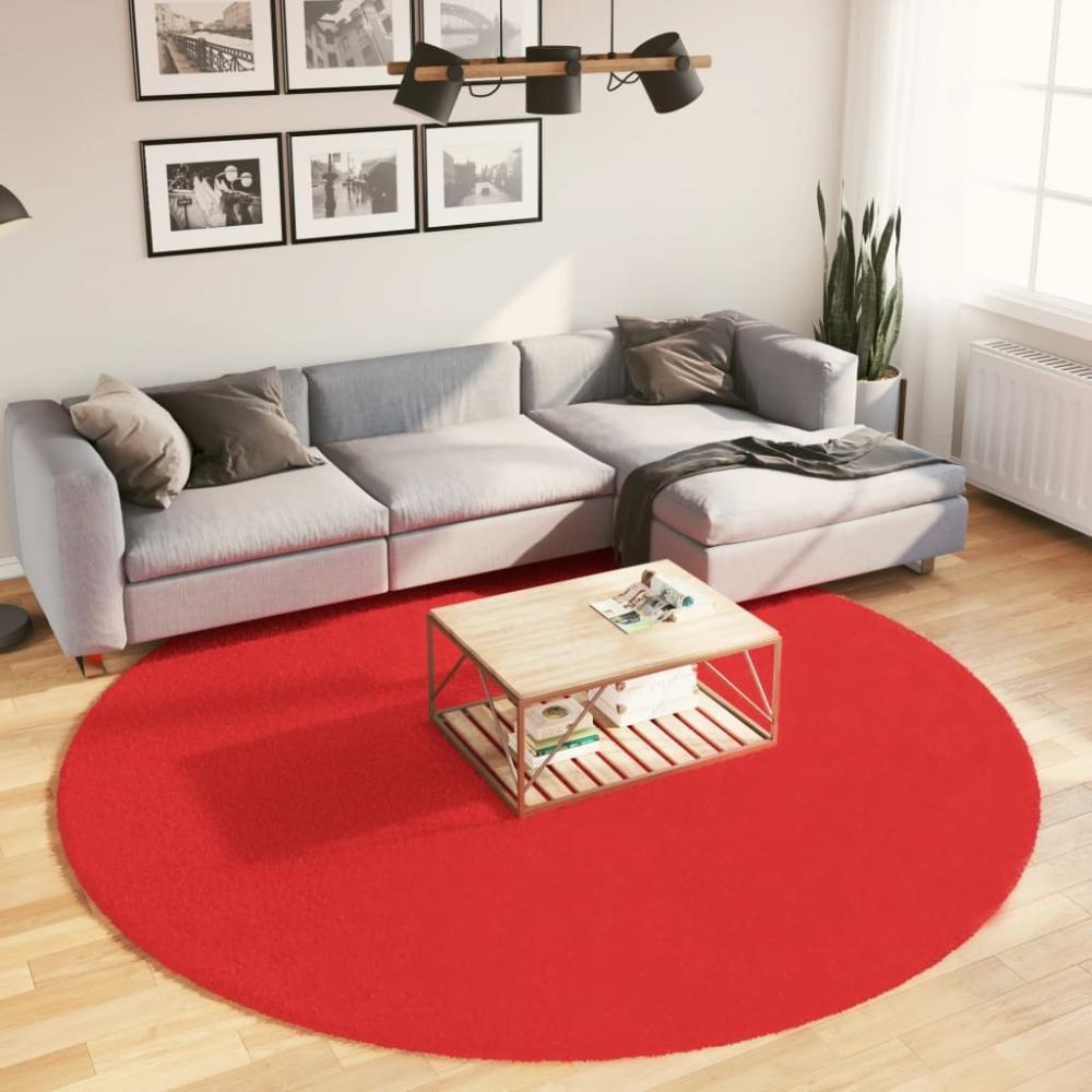 vidaXL Teppich OVIEDO Kurzflor Rot Ø 240 cm 375636 Bild 1