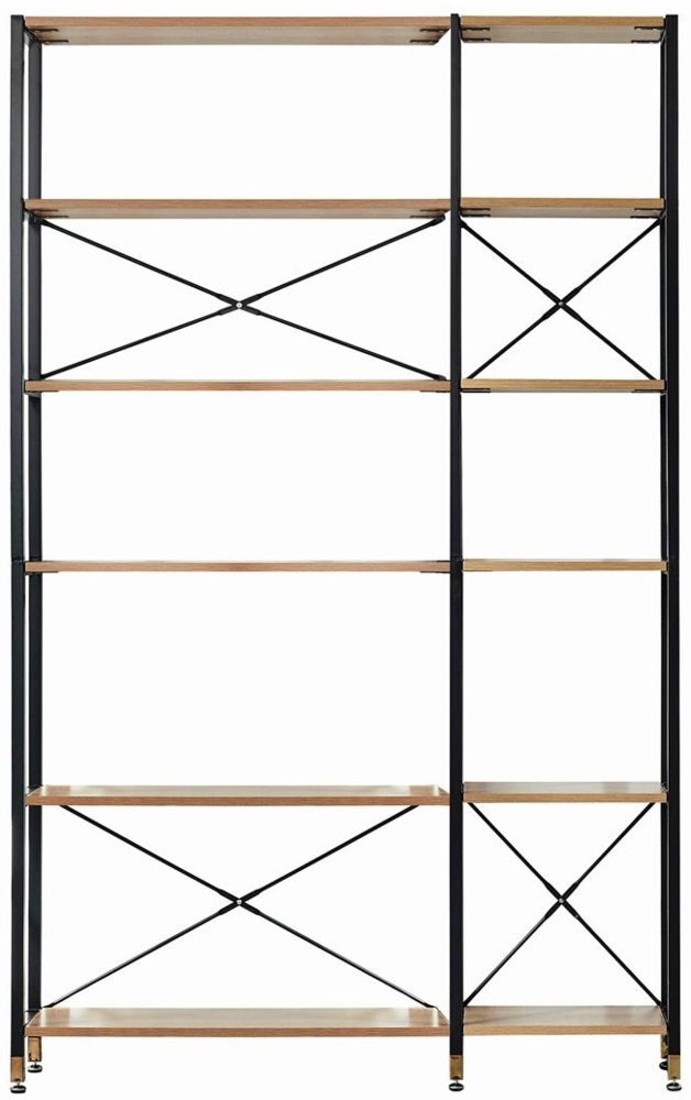 Regal-Set 30 x 127 x 210 cm Metall MDF mit Akazie-Dekor Schwarz Natur Bild 1