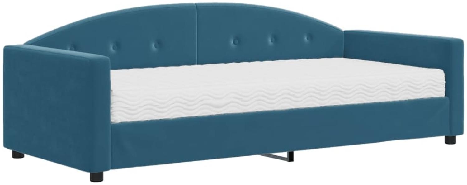 vidaXL Tagesbett mit Matratze Blau 90x200 cm Samt 3197276 Bild 1