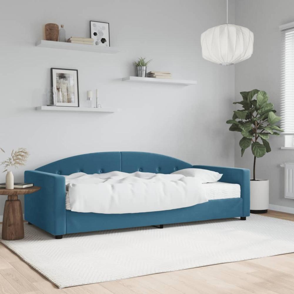 vidaXL Tagesbett mit Matratze Blau 90x200 cm Samt 3197276 Bild 1