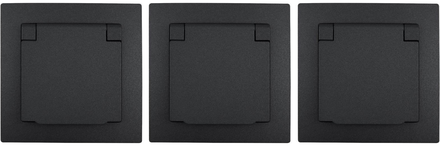 Schutzkontakt-Steckdose McPower ''Flair'', 250V~/16A, UP, IP44, anthrazit,3er-Pack Bild 1