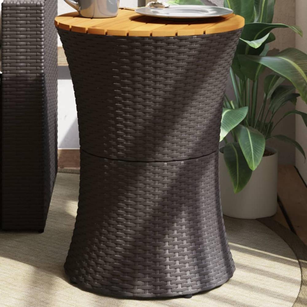 vidaXL Garten-Beistelltisch Trommelform Schwarz Poly Rattan Massivholz 368296 Bild 1