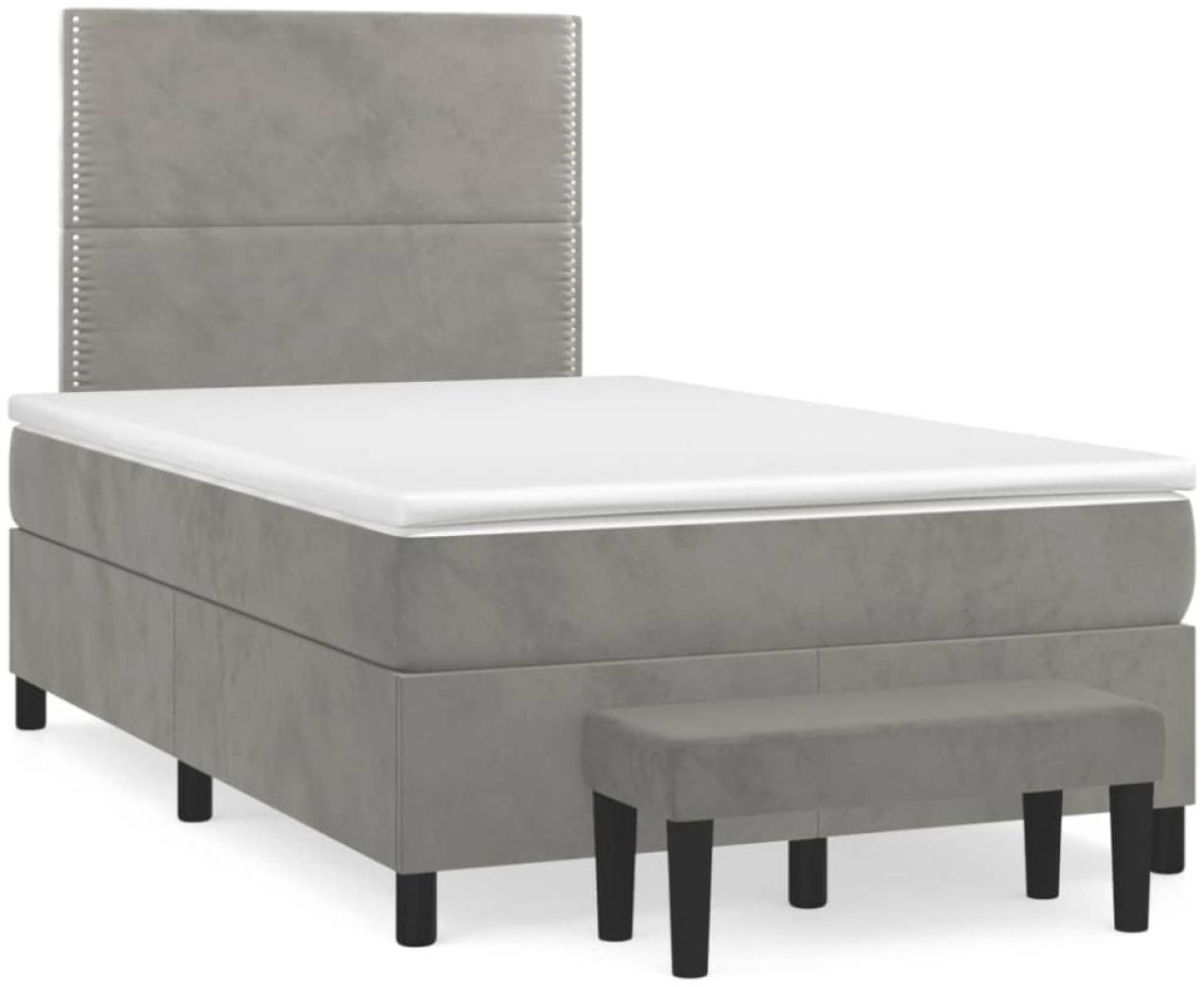 vidaXL Boxspringbett mit Matratze Hellgrau 120x190 cm Samt 3270463 Bild 1