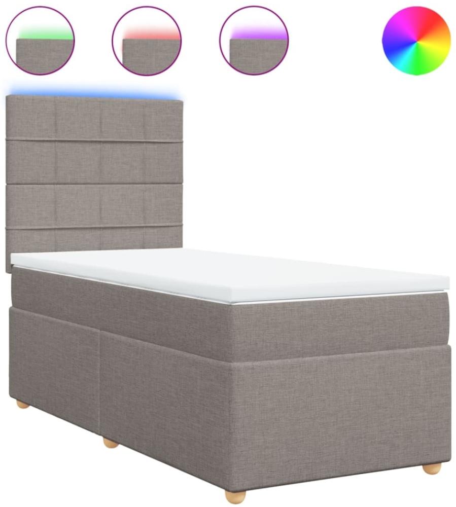 vidaXL Boxspringbett mit Matratze Taupe 90x200 cm Stoff 3293467 Bild 1