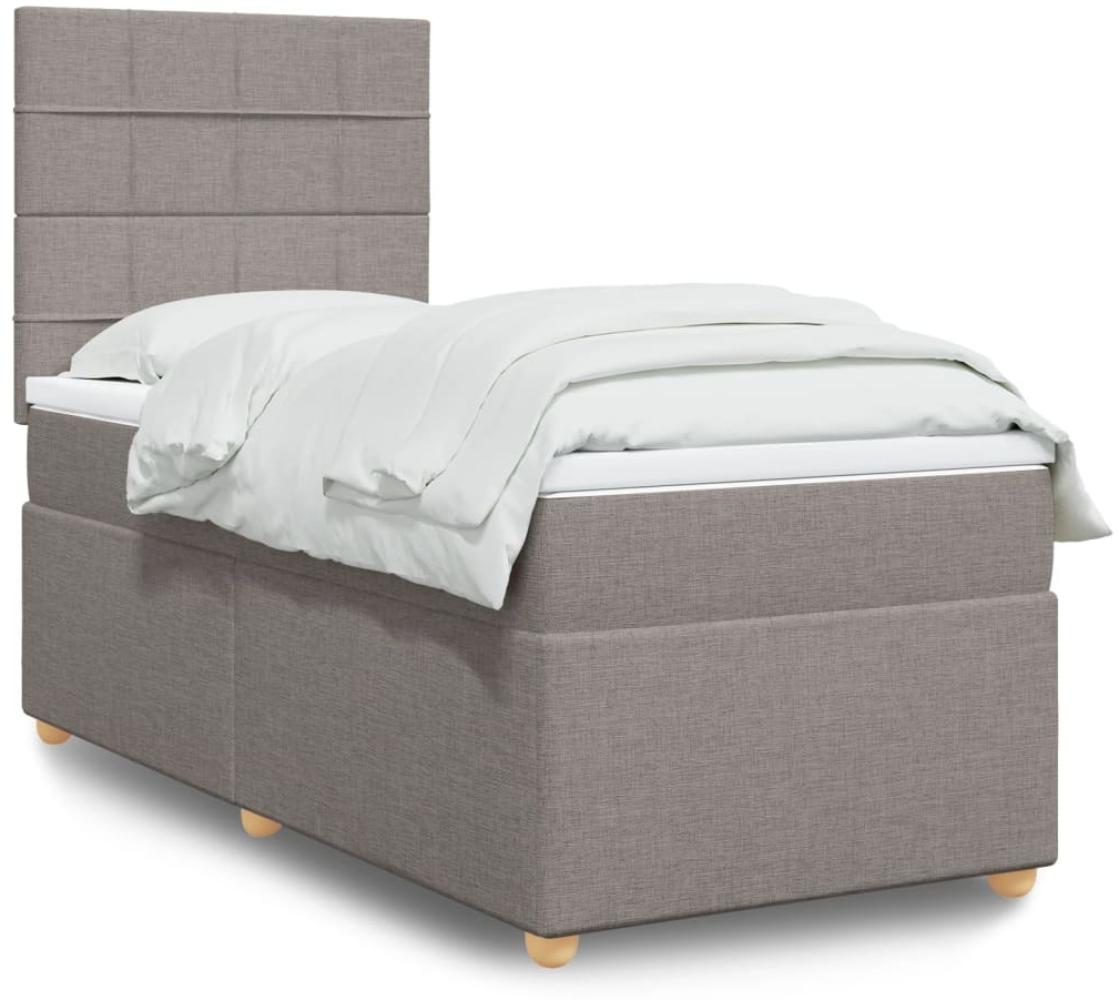 vidaXL Boxspringbett mit Matratze Taupe 90x200 cm Stoff 3293467 Bild 1