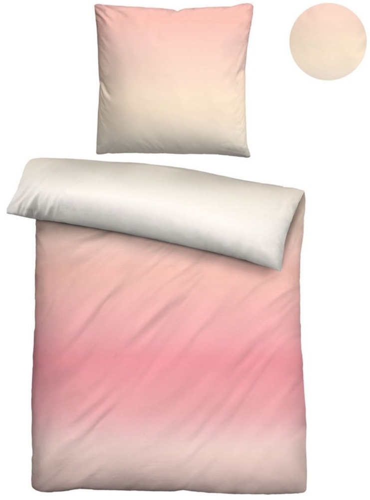 biberna Seersucker Bettwäsche 0025006 FARBVERLAUF, koralle, 1x 135x200 cm + 1x 80x80 cm Bild 1