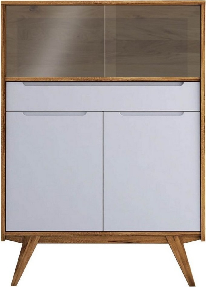 Massivmoebel24 Highboard (Anrichte Wildeiche 100x48x141 natur geölt/weiß ORIGINAL RETRO #15) Bild 1