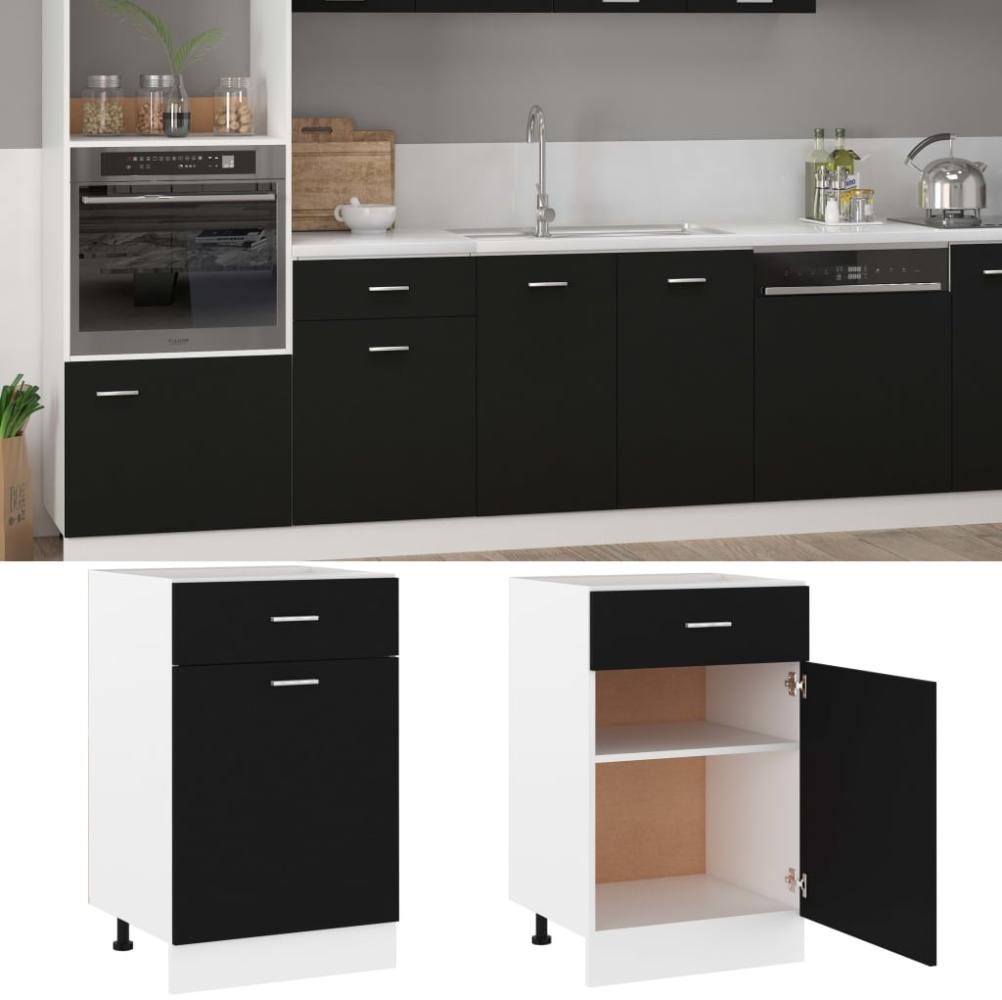 vidaXL Schubunterschrank Lyon Schwarz 50x46x81,5 cm Holzwerkstoff 801221 Bild 1