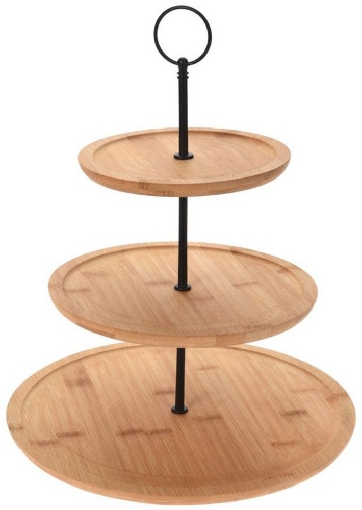 Spetebo Etagere Bambus Etagere mit 3 Etagen - 35 cm, Bambusholz, Metall, (Stück, 1-tlg, Holz Etagere), Etagenständer 3-stöckig Bild 1