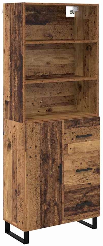 vidaXL Highboard Altholz 69,5 x 34 x 180 cm Engineered Wood und Glas 3415761 Bild 1