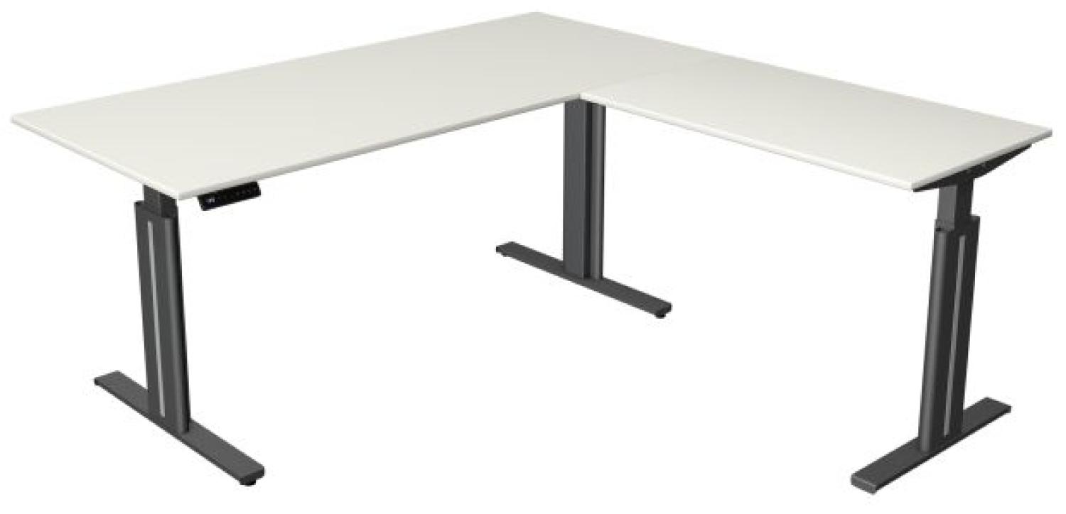 Kerkmann Schreibtisch Sitz- /Stehtisch Move 3 elegantt 180x180x72-120 cm mit Anbautisch Weiß Bild 1