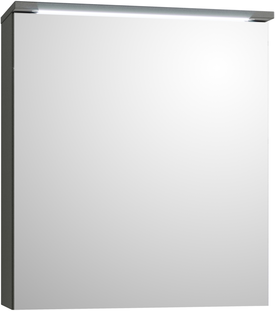 Badezimmerspiegelschrank >Two< LED, Steckdose, titan-grau / weiß - 60x68x23cm (BxHxT) Bild 1