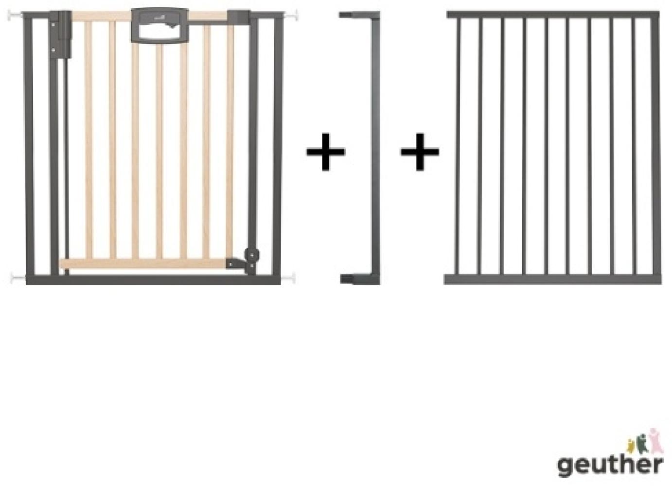 Geuther Türschutzgitter 'Easylock Plus' zum Klemmen für Öffnungen, Holz/ Metall, Natur/ Schwarz, 152,5 cm - 160,5 cm Bild 1