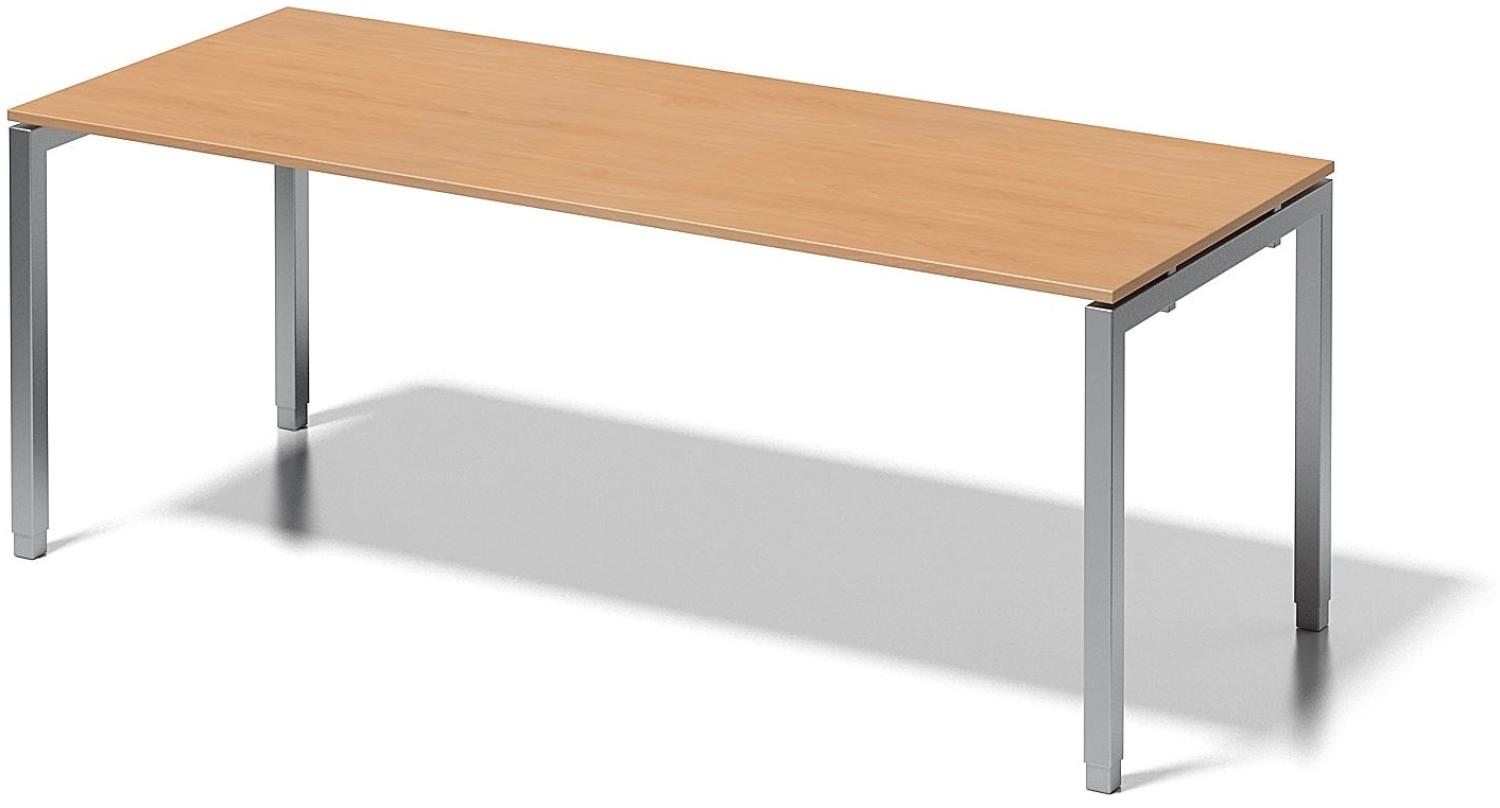 Cito Schreibtisch, 650-850 mm höheneinstellbares U-Gestell, 80 x 200 x 85 cm, Dekor buche, Gestell silber Bild 1