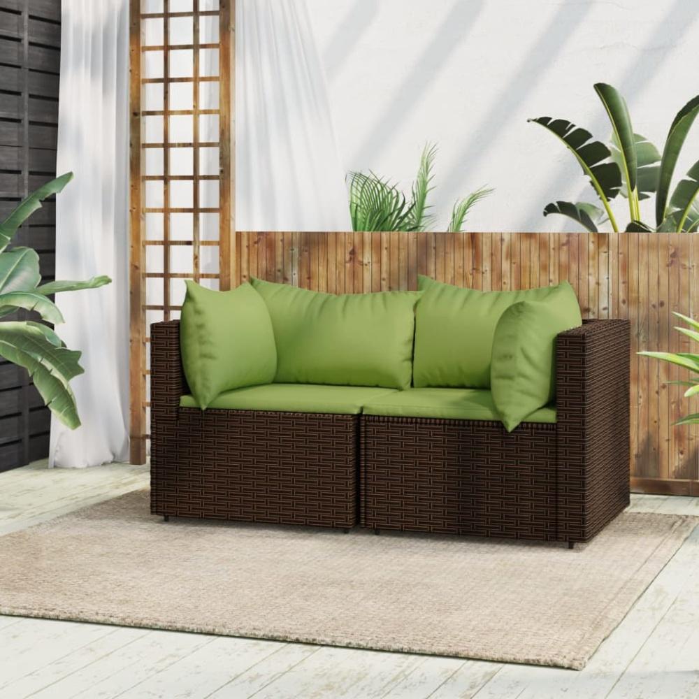 vidaXL Garten-Ecksofas mit Kissen 2 Stk. Braun Poly Rattan 319826 Bild 1