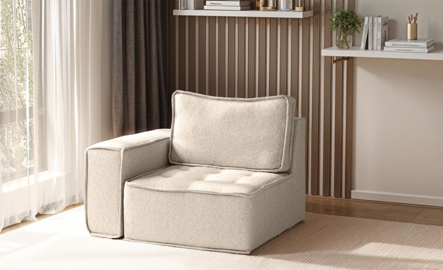Sessel SANDE 1-Sitzer Modul Stoff Alpine Beige Seite Links Bild 1