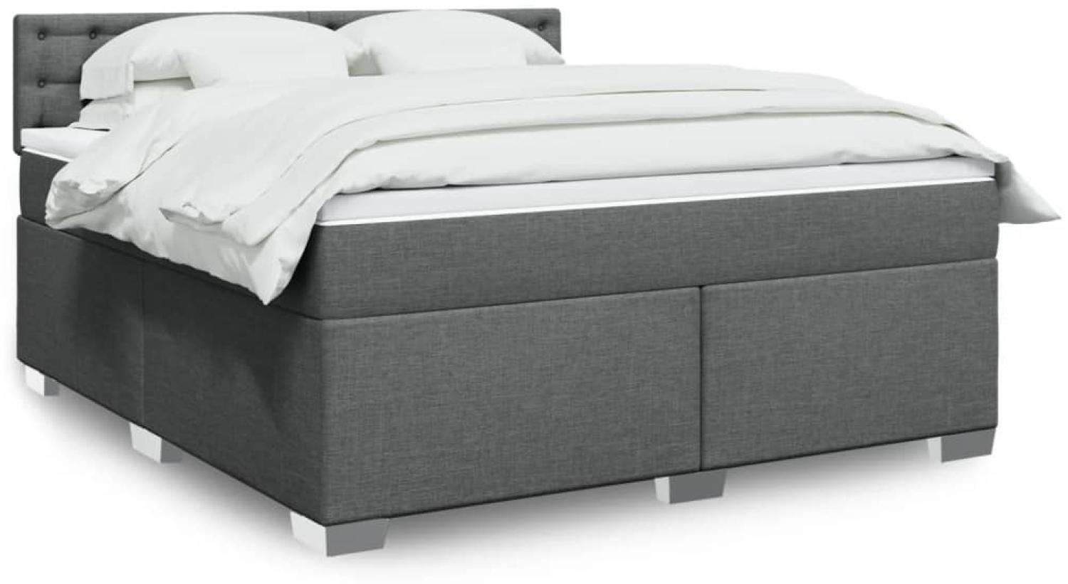 vidaXL Boxspringbett mit Matratze Dunkelgrau 180x200 cm Stoff 3288282 Bild 1