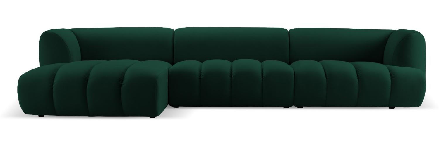 Micadoni Modulares Ecksofa Harry 5-Sitzer Links Samtstoff Flaschengrün Bild 1