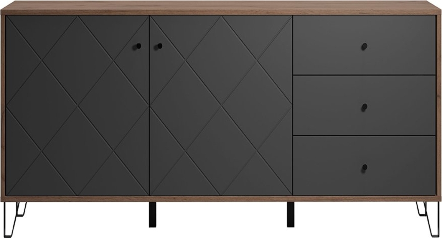 'Montez' Sideboard, MDF, Graphite grau und Eiche Kraft Gold, 183 x 76 x 40 cm Bild 1