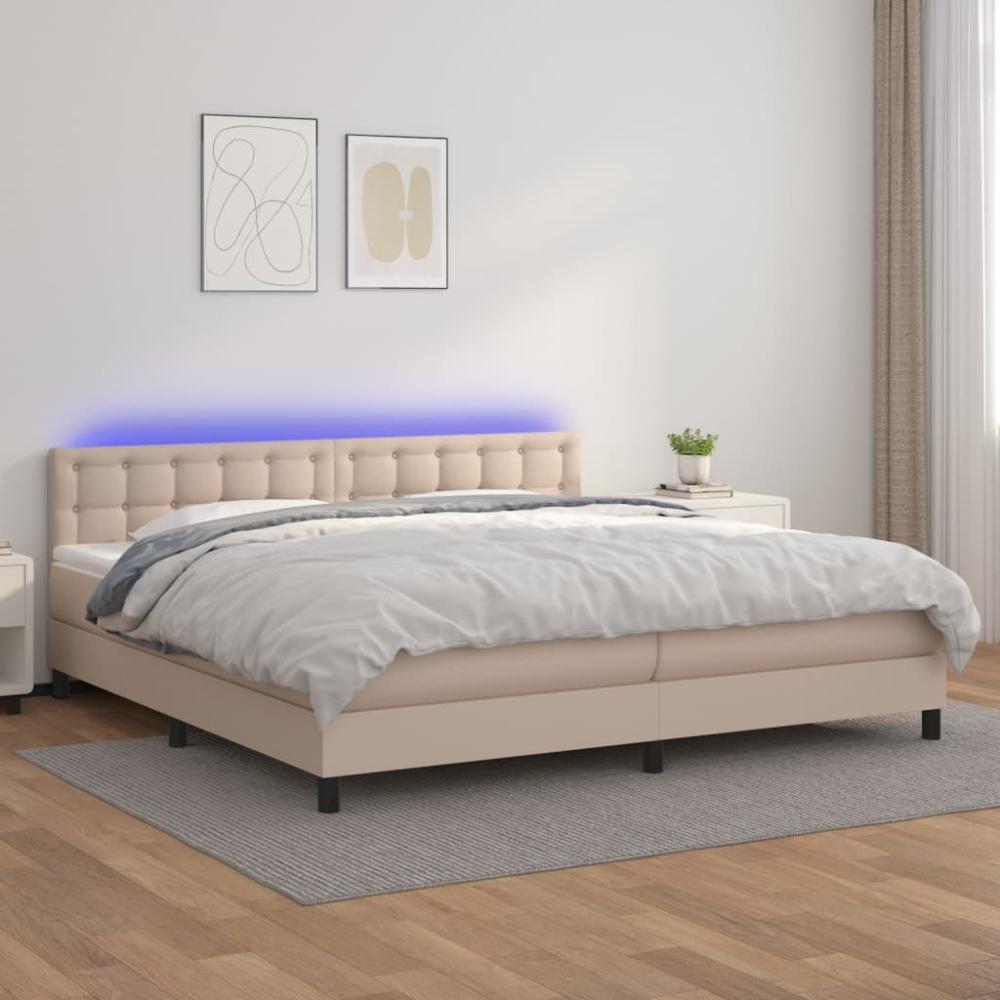 vidaXL Polsterbett mit Matratze & LED Cappuccino-Braun 200x200cm, Härtegrad: H2 [3134248] Bild 1