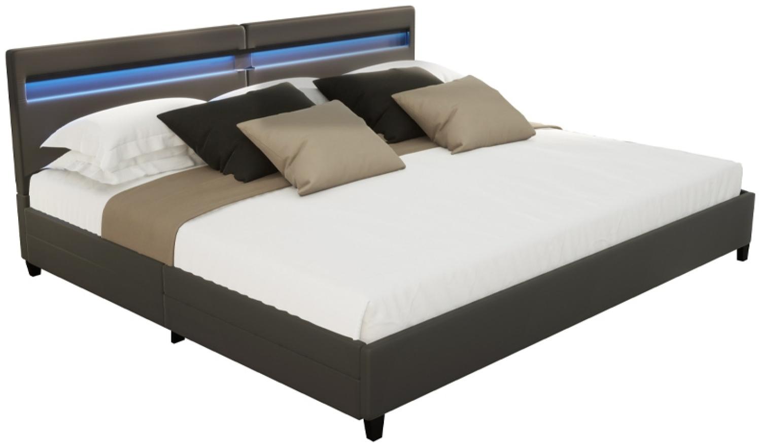 HOME DELUXE LED Bett mit Schubladen NUBE - 200 x 200 cm mit Matratze Schwarz Bild 1