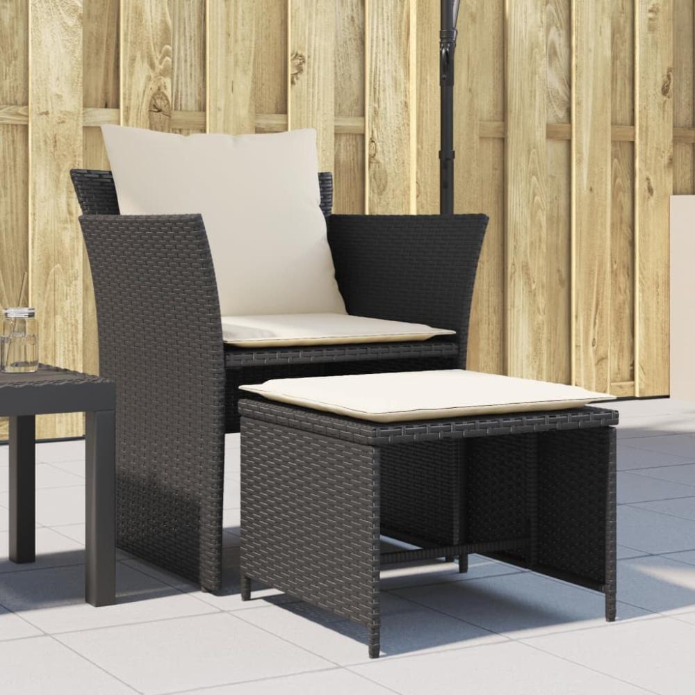 vidaXL Gartenstuhl mit Fußhocker Schwarz Poly Rattan 368616 Bild 1