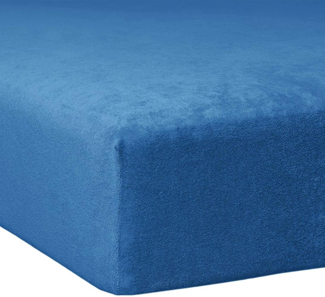 Traumschlaf Flausch Biber Boxspring Matratzen Spannbettlaken, Kobalt, 120x200 cm Bild 1