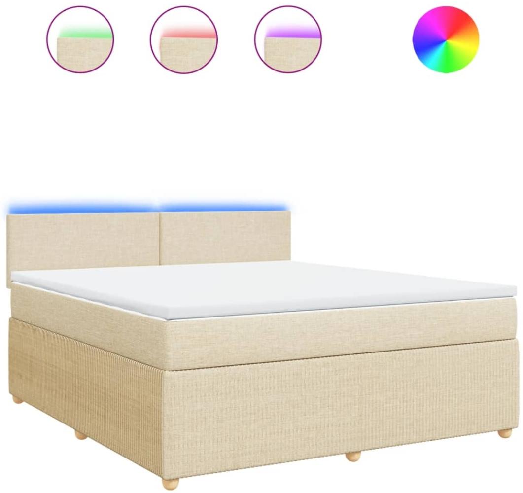vidaXL Boxspringbett mit Matratze Creme 180x200 cm Stoff 3289833 Bild 1