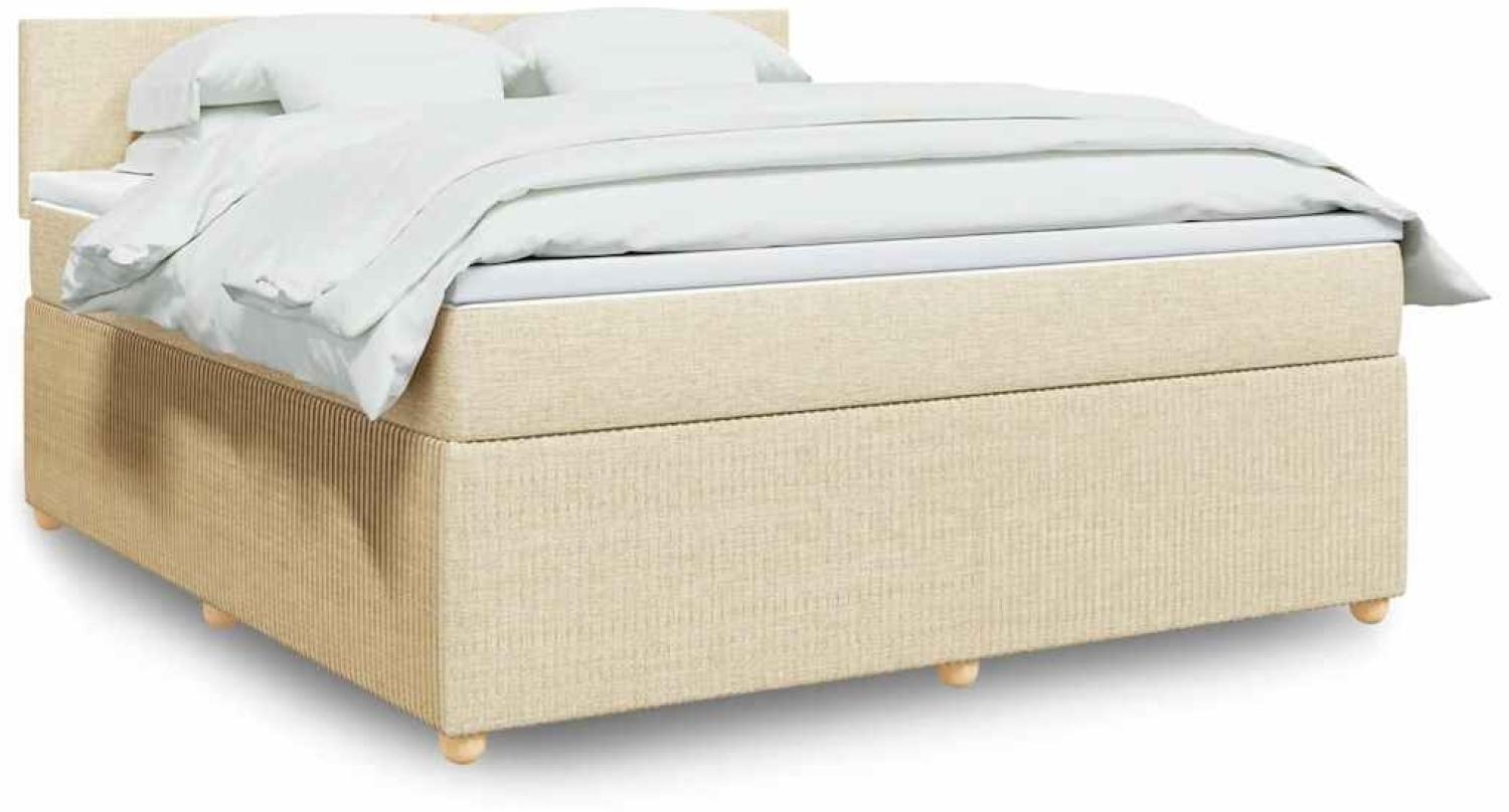 vidaXL Boxspringbett mit Matratze Creme 180x200 cm Stoff 3289833 Bild 1