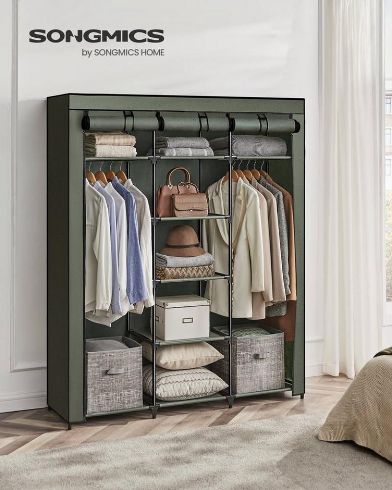 SONGMICS Kleiderschrank faltbare Garderobe mit Kleiderstangen Bild 1