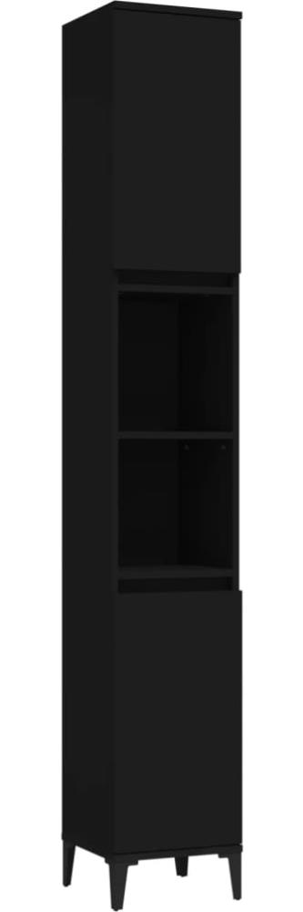 vidaXL Badschrank Schwarz 30x30x190 cm Holzwerkstoff 819797 Bild 1