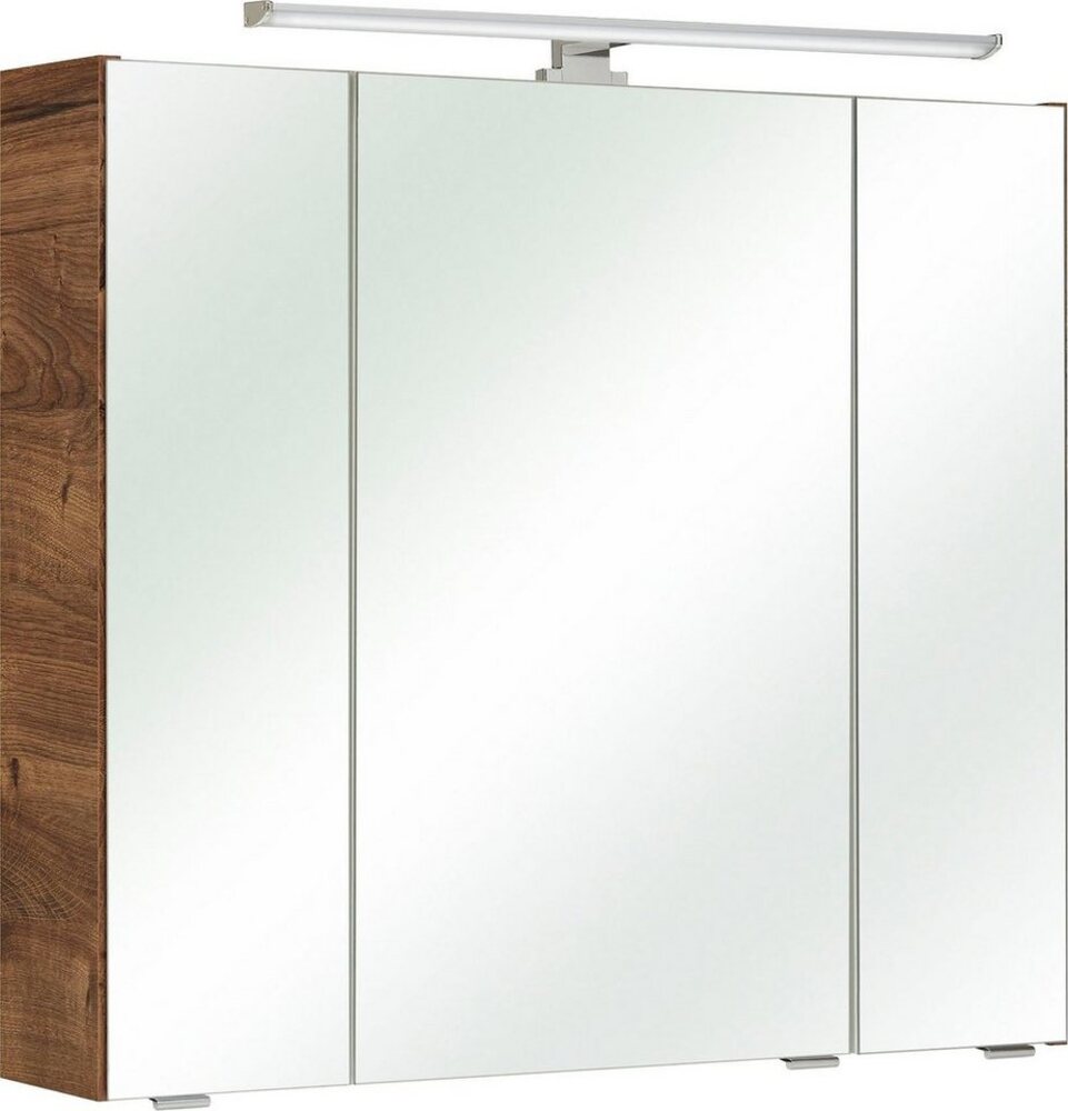 Saphir Spiegelschrank Quickset Badschrank, 3 Spiegeltüren, 6 Einlegeböden, 80 cm breit inkl. LED-Beleuchtung, Türdämpfer, Schalter-/Steckdosenkombination Bild 1