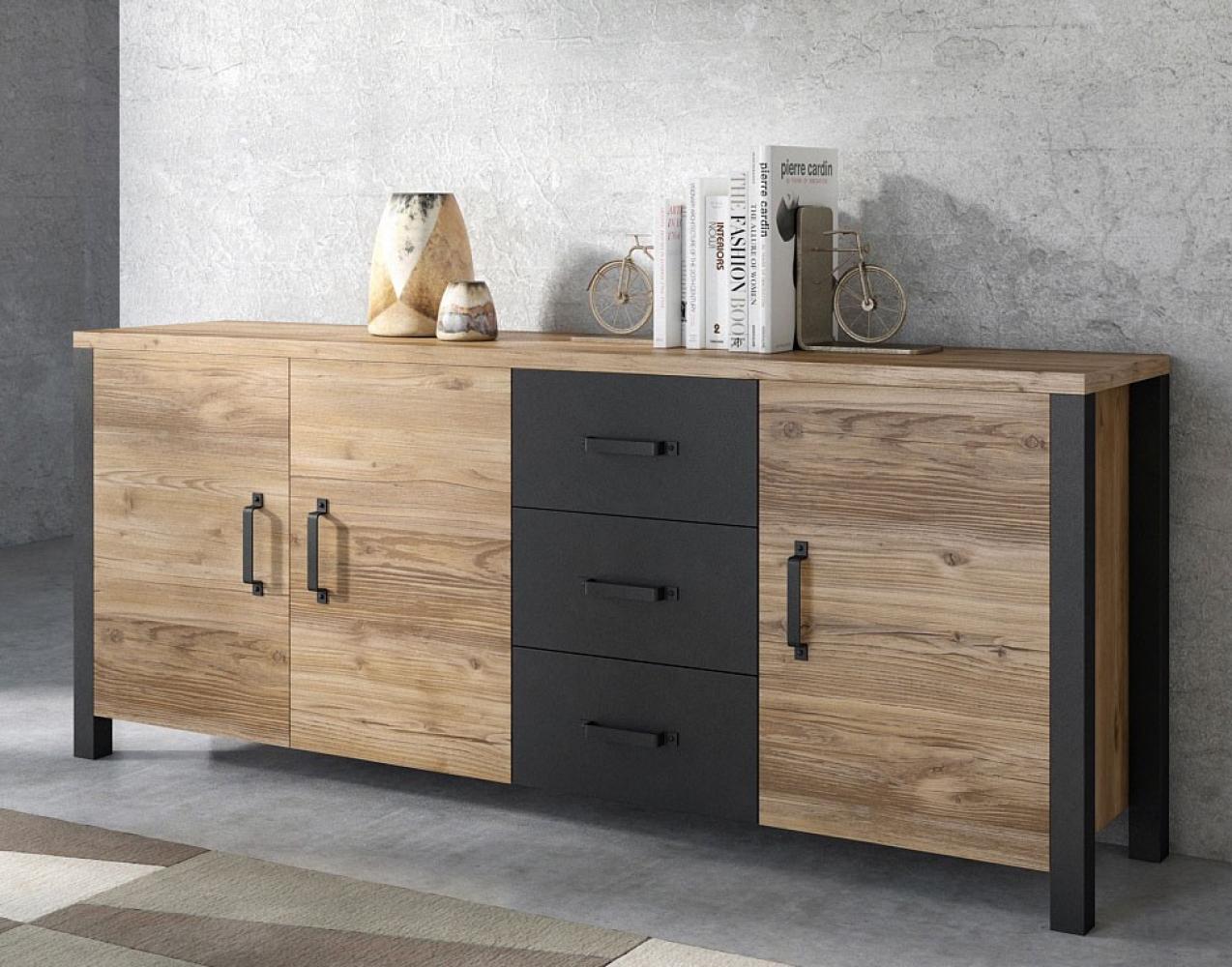 Sideboard "Olin" Kommode 192cm appenzeller fichte schwarz Bild 1