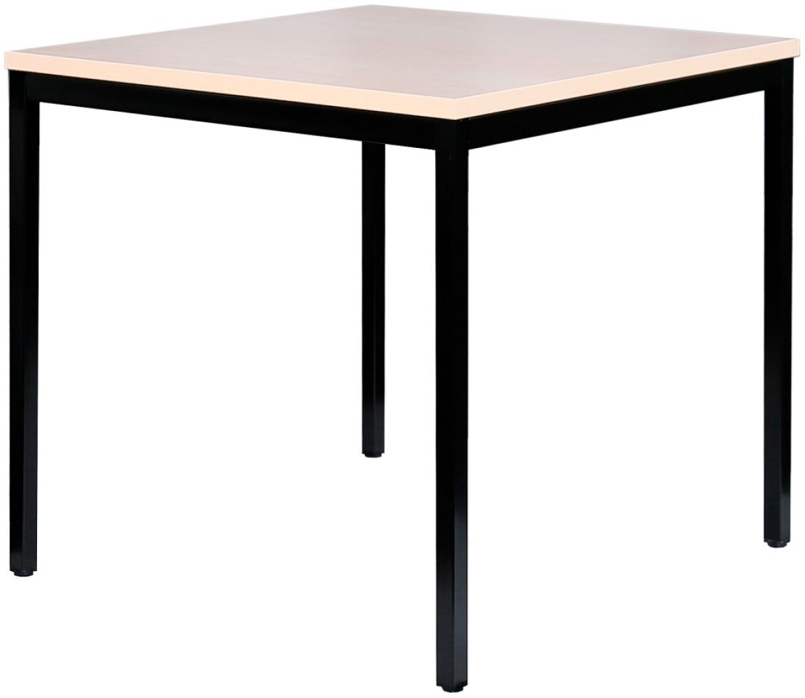 Schreibtisch Profi Besprechungstisch Büromöbel Verkaufstisch Computertisch 80x80 cm RAL 9005 Tiefschwarz/Ahorn-Dekor 331012 Bild 1