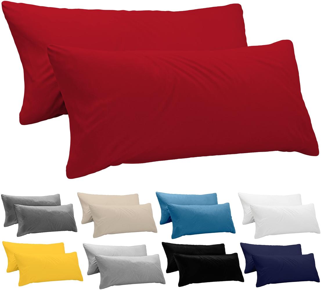 Dreamzie Kissenbezug 40x145 (Set mit 2) - 100% Jersey Baumwolle 150 g/qm Kissenbezüge -Rot - Für Kissenbezug 40 x 145 - Kissenhülle - Kissenbezug - Resistent und Hypoallergen Bild 1