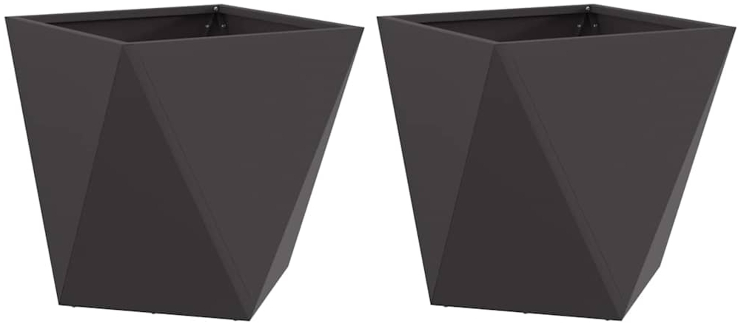 vidaXL Pflanzkübel 2 pcs Schwarz 50 x 50 x 50 cm Stahl 883837 Bild 1