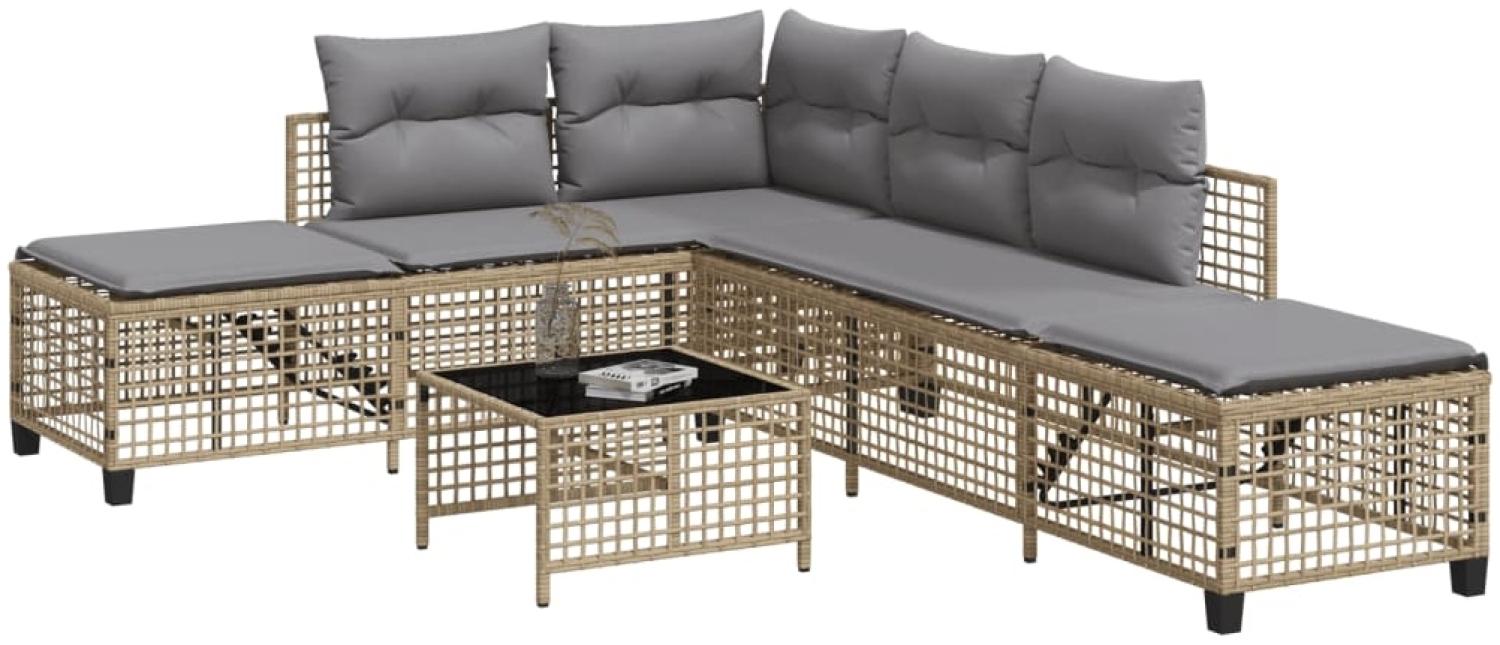 vidaXL 3-tlg. Garten-Ecksofa-Set mit Kissen Beige Poly Rattan 365448 Bild 1