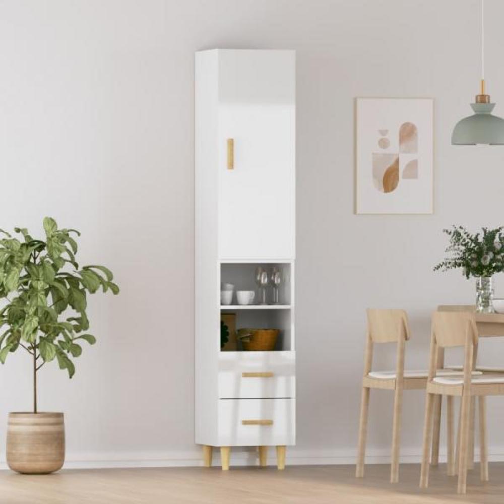 Highboard Hochglanz-Weiß 34,5 x 34 x 180 cm Holzwerkstoff [3115280] Bild 1