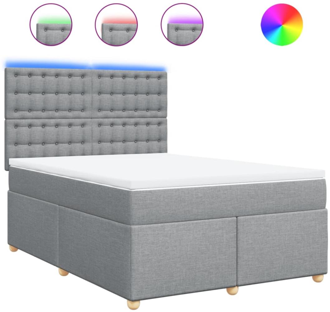 vidaXL Boxspringbett mit Matratze Hellgrau 160x200 cm Stoff 3293645 Bild 1