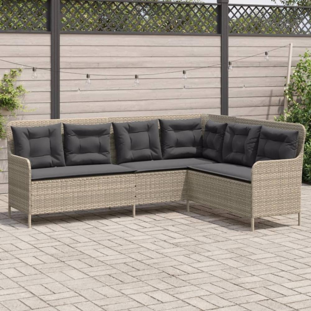 vidaXL Gartensofa in L-Form mit Kissen Hellgrau Poly Rattan 369005 Bild 1