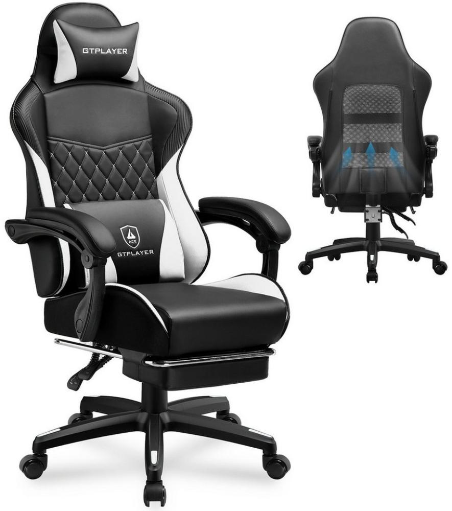 GTPLAYER Gaming-Stuhl Gaming Chair, Ergonomischer Bürostuhl mit Doppelrückenlehne, mit Fußstütze, abnehmbarem Bezug und Lendenwirbelstütze Bild 1