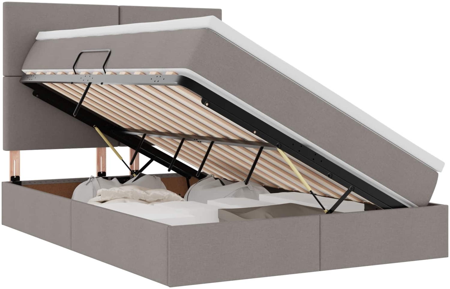 vidaXL Bett mit LED-Lichtleisten mit Kopfteil Taupe 140 x 200 cm Stoff 3372360 Bild 1