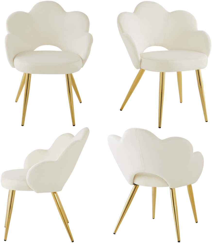 Merax Esszimmerstuhl(4 st), 4er-set, Make-up-Stuhl, galvanisierte goldene Eisenbeine, ergonomischer Stuhl, mit verstellbaren Beine, Beige+Gold Bild 1