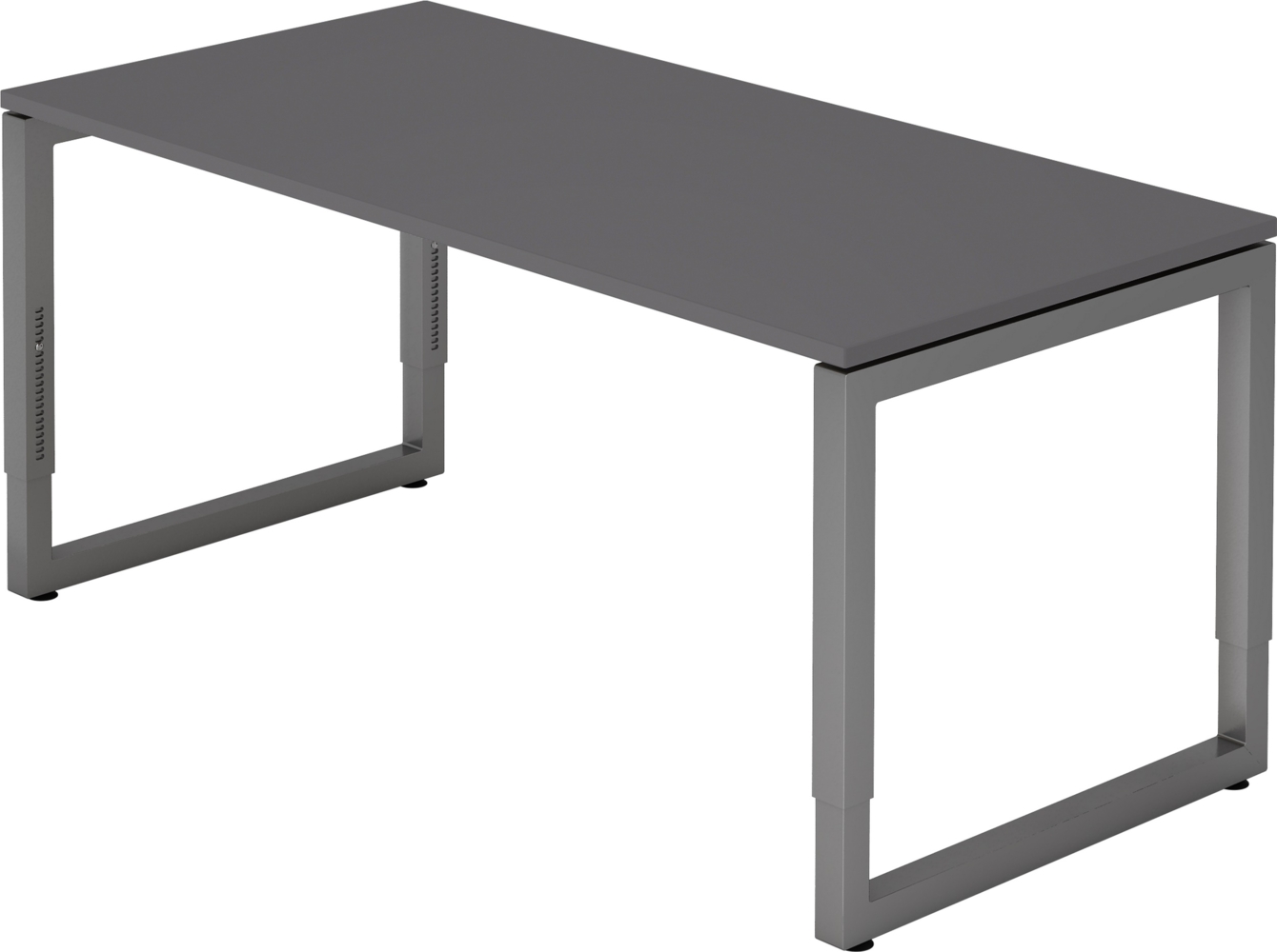 bümö höhenverstellbarer Schreibtisch R-Serie 160x80 cm in graphit, Gestell in Graphit - PC Tisch für's Büro manuell höhenverstellbar, Computertisch verstellbar, RS-16-G-G Bild 1