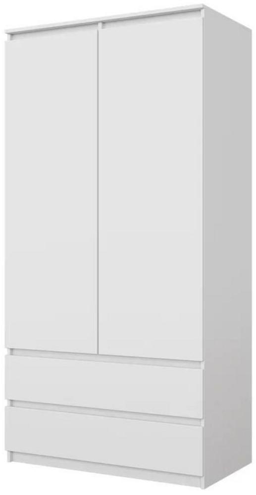 Furnica Kleiderschrank Joelle Weiß Matt, 2 Türen und 2 Schubladen H180cm B90cm T50cm Bild 1