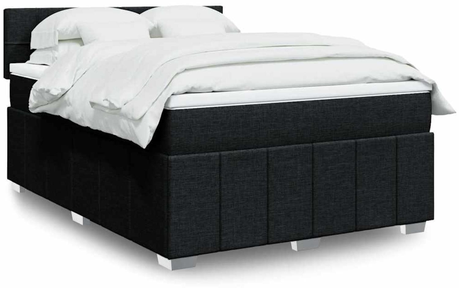 vidaXL Boxspringbett mit Matratze Schwarz 140x190 cm Stoff 3289365 Bild 1