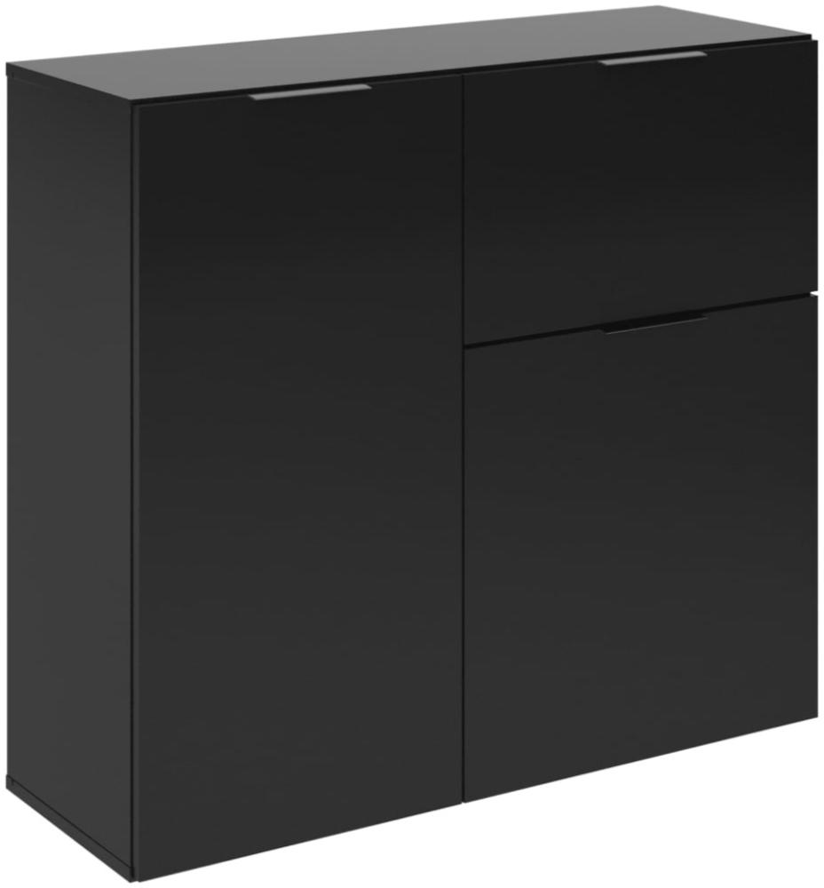 FMD Möbel, 'DARK 1' Kommode m. 1 Schrank u. 2 Türen, melaminharzbeschichtete Spanplatte, Schwarz (89,1 x 81,3 x 31,5cm) Bild 1