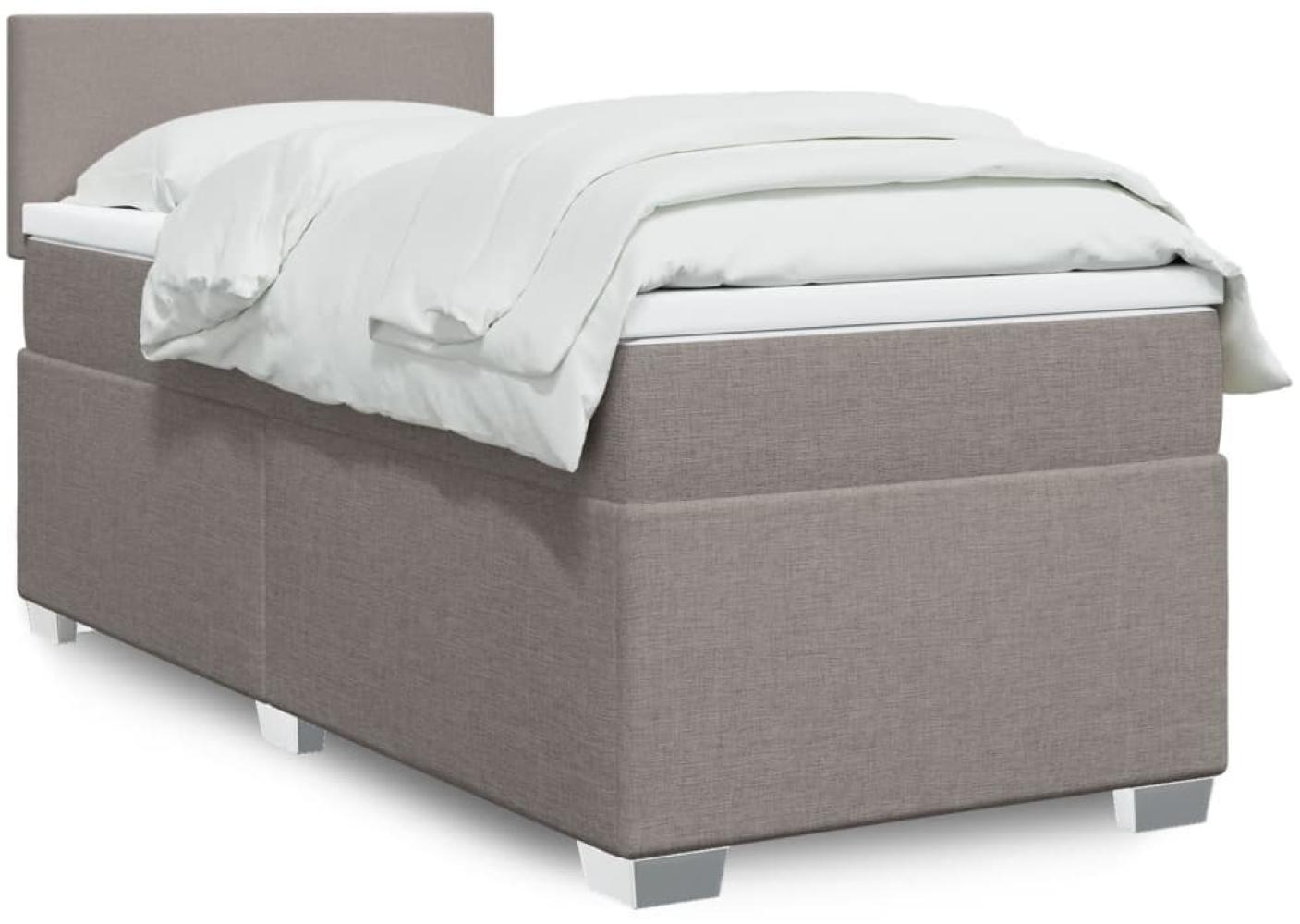 vidaXL Boxspringbett mit Matratze Taupe 90x200 cm Stoff 3288068 Bild 1