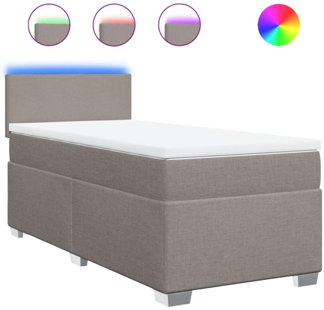 vidaXL Boxspringbett mit Matratze Taupe 90x200 cm Stoff 3288068 Bild 1